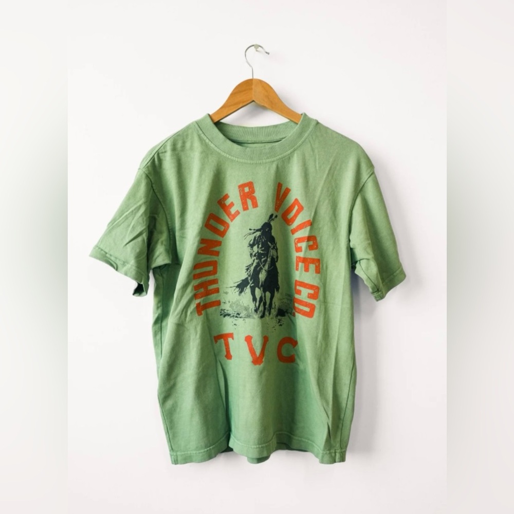 THUNDERVOICE HAT CO. Lime Green Storm Rider T-Shirt Hand Dyed Size M